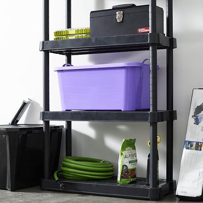 Life Story 12 Pack Light Duty Stackable Storage Bin, 55 Quart Home Organizer, Versatile Lightweight Locking Bins with Carrying Handles, Purple