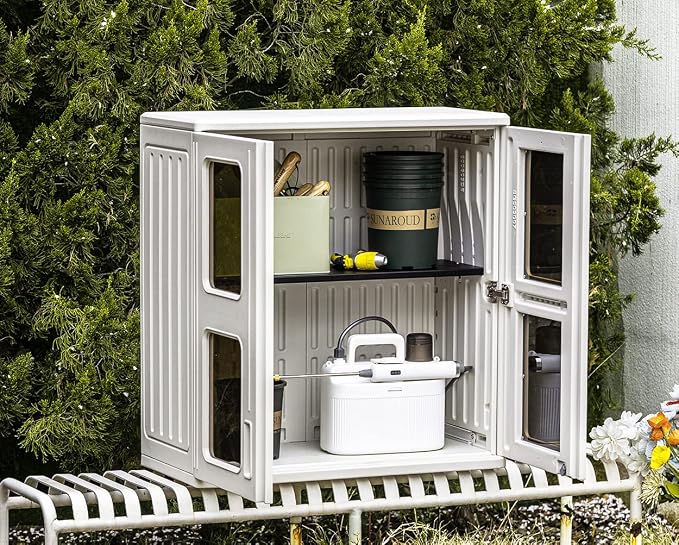 Outdoor Storage Cabinet Waterproof, Resin Garage and Laundry Room Wall Mounted - Image 5