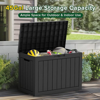 Outdoor Storage Box, 50 Gallon Waterproof Deck Box, Snap-Together Storage Bin - Image 4