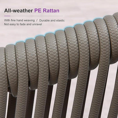 PURPLE LEAF 7 Pieces Outdoor Dining Set Patio Table and Chairs Set for 6 Aluminum Wicker Rattan Patio Furniture Set for Lawn Garden Porch Grey