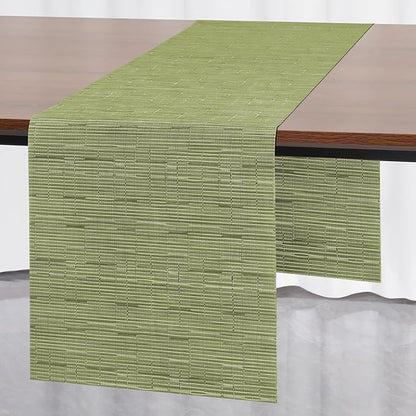 Myir JUN Table Runner, Vinyl Table Runner Indoor Arbitrarily Cropped Runner for Table Heatproof for Home Party (Green, 15 x 94 inch)