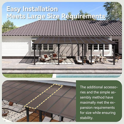 Aoxun 26’x10’ Gazebo with Aluminum Frame & Polycarbonate Panel, Outdoor Patio - Image 9