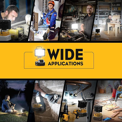 Ecarke Cordless Handheld Flashlight for DeWalt 18V/20V: LED Work Battery Light - 20W 2000LM Tools for Working in Dark Environments,Outdoor,Fishing,Gift,Job Site&Security Lighting(Only Tool)