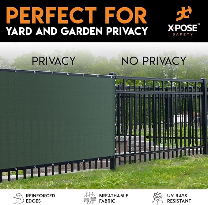 Xpose Safety Privacy Fence Screen 8.5’ x 100’ – Heavy Duty Green Mesh with 90% Visibility Block, UV Protection – for Garden, Yard, Nursery, Kennel, Dog Run, Greenhouse