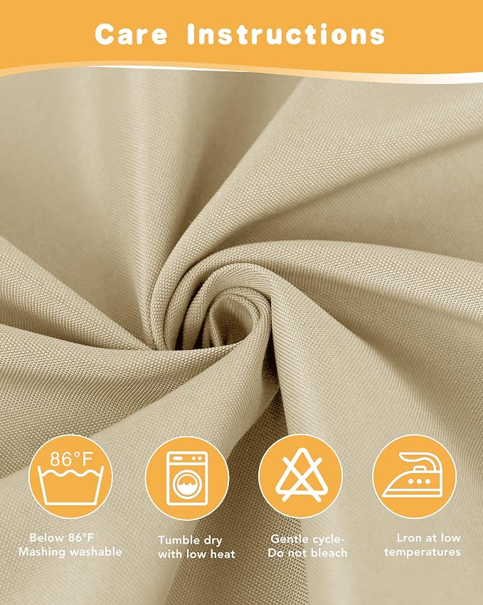 HolidayIdeas Outdoor Curtains for Patio Waterproof 4 Pcs 54x95 Inch Cream | - Image 7