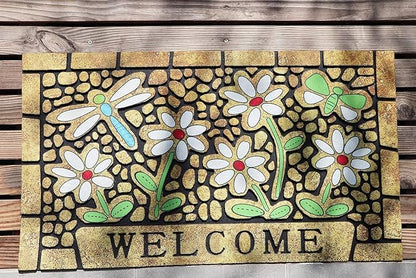 CHICHIC Welcome Door Mat 24 x 36 Inch Front Doormat Outdoors for Home Entrance Outdoors Mat for Outside Entry Way Doormat Entry Rugs, Heavy Duty Non Slip Rubber Back Low Profile, Dragonfly