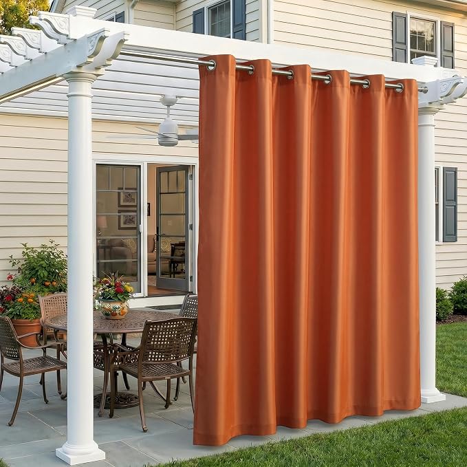 Set of 4 Outdoor Curtains for Patio Waterproof, Breathable Grommet Panels for by Sunshelf