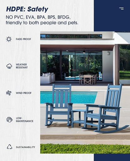 Oversized Outdoor Rocking Chair Set of 2, HDPE Patio Rockers - Image 9