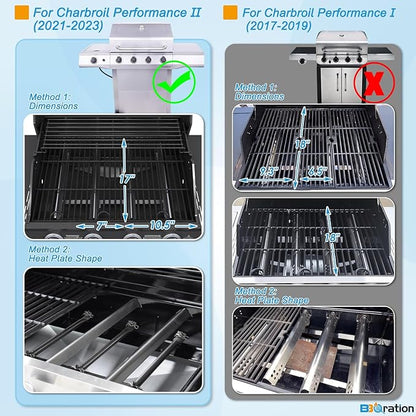 Grill Parts for Charbroil Performance 4-Burner 463352521 463354021 463365021 463365522 463366022, 17 inch Cooking Grate, Burner and Heat Plate for Charbroil Grill Replacement Parts 463351221