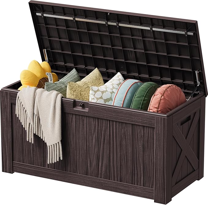 Devoko 125 Gallon Outdoor Storage Box, Waterproof Resin Deck Box | by DEVOKO