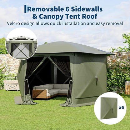 13FT Pop-Up Gazebo Tent with Mesh Netting, Removable Top & Wind Cloths | - Image 4