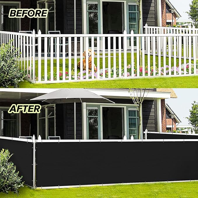 LOVE STORY 3.3'x19.5' Black Balcony Screen Privacy Fence Cover UV Protection (HDPE) Weather-Resistant 3 FT Height Shield for Deck, Patio, Backyard, Outdoor Pool, Porch, Railing