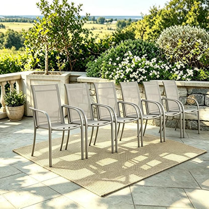 Stackable Patio Chairs Set of 6, Outdoor Dining Chairs by Puntogen
