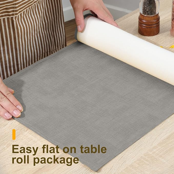 Waterproof Wipeable Table Runner, Thick Farmhouse Runner, Dresser Runner, Rustic Table Runner for Kitchen, Dining Room, Bedroom, Living Room, Indoor and Outdoor (90'', Grey)