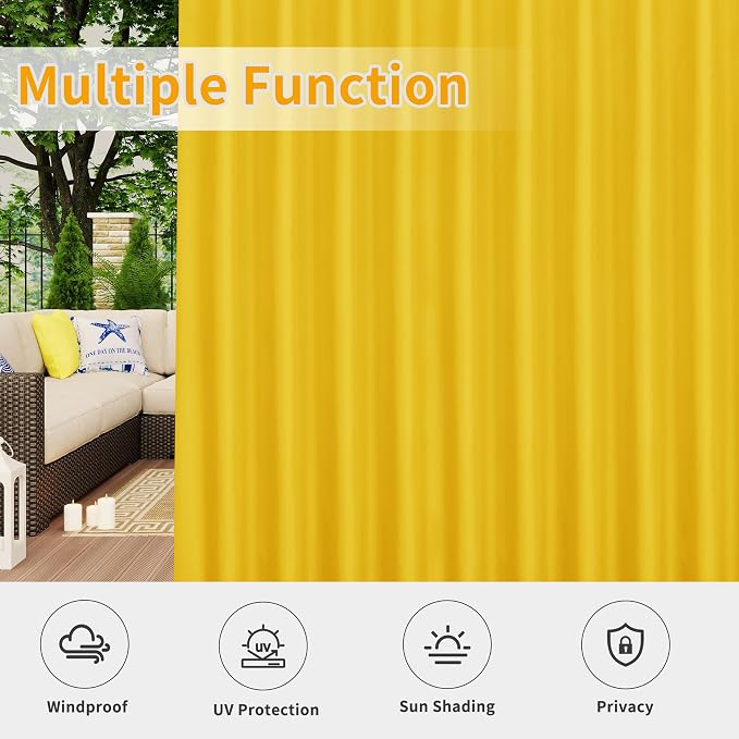 Easy-Going Outdoor Patio Curtains 2 Panels, 110x120 inch, Porch and Pergola - Image 5