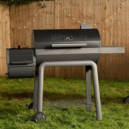 BBQ Charcoal Grill with Offset Smoker Grill and Side Table, 30-In Heavy-Duty Outdoor BBQ Grill with 832 Sq. In. Cooking Space for Outdoor Barbecue in Backyard, Patio and Parties, Black