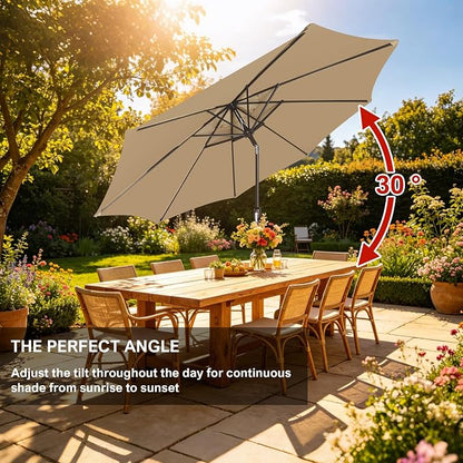 9' Outdoor Patio Umbrella, Outdoor Table Umbrella, Yard Umbrella, Market - Image 7