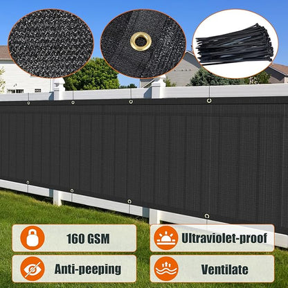 AYOHA 4' x 2' Privacy Fence Screen Fabric Mesh Shade Net Cover, Heavy Duty 160 GSM Privacy Barrier for Chain Link Fence, 90% Privacy Blockage, Excellent Airflow, Cable Zip Ties Included, Black