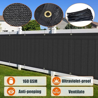 AYOHA 4' x 41' Privacy Fence Screen Fabric Mesh Shade Net Cover, Heavy Duty 160 GSM Privacy Barrier for Chain Link Fence, 90% Privacy Blockage, Excellent Airflow, Cable Zip Ties Included, Black
