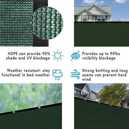 UPGRADE Privacy Fence Screen 3'x1' Dark Green Outdoor 90% Visibility Blockage 170 GSM Mesh Shade Cover Panels for Backyard,Balcony,Home Decoration with Zip Ties,Customized Avaliable