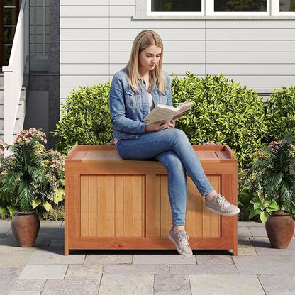 RELAX4LIFE Wood Deck Box, 52 Gallon Backyard Storage Bin Container - Image 8