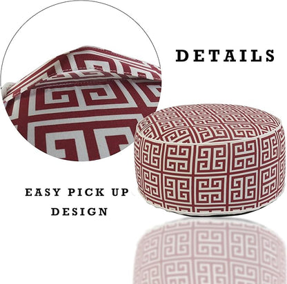 Kozyard Inflatable Ottoman Stool - Portable Round Pouf for Indoor/Outdoor Use - Perfect Small Foot Rest or Seating for Kids and Adults - Ideal for Camping or Home (Ruby Red)