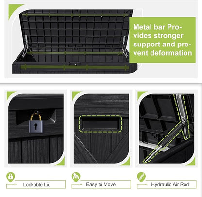 Greesum 120 Gallon Deck Box, Resin Outdoor Storage Container, Garden Tools - Image 5
