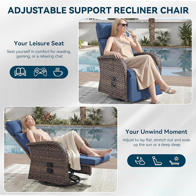 Zero Gravity Patio Swivel Recliner Chair - Image 5
