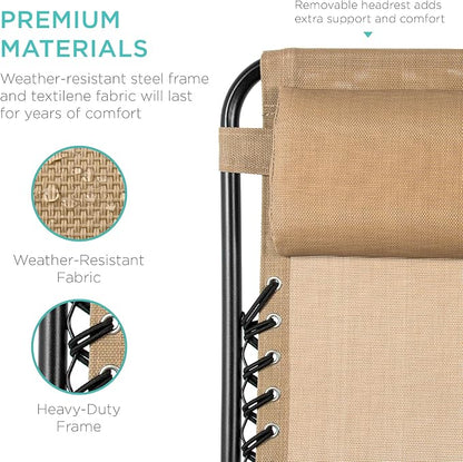 Best Choice Products Set of 2 Adjustable Steel Mesh Zero Gravity Lounge Chair - Image 7