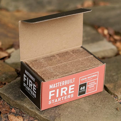 Masterbuilt® Pure-Parrafin All-Natural Odorless Wax Fire Starters for Charcoal Grilling, Made for Gravity Series but Compatible with All Charcoal Grills & Fireplaces, 48-Count, Model MB20091521