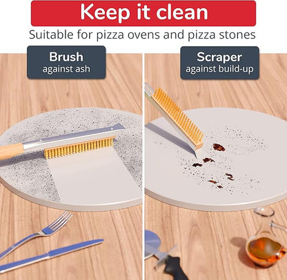 Pizza Oven & Stone Brush with Scraper, Turning Fork & Bubble Popper Bundle - Essential Accessories & Tools for Any Pizza Oven