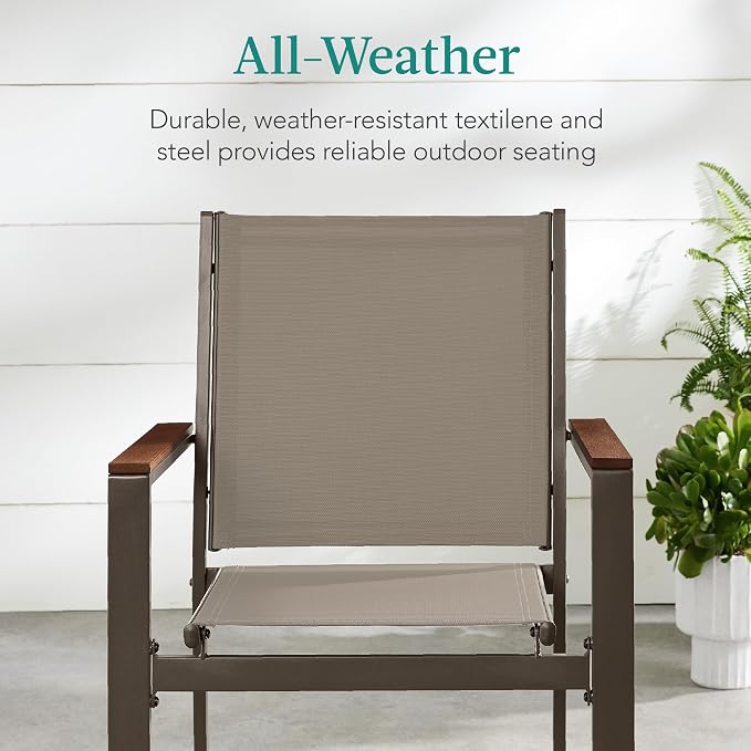 Best Choice Products Set of 2 Stackable Outdoor Textilene Chairs, All-Weather - Image 4