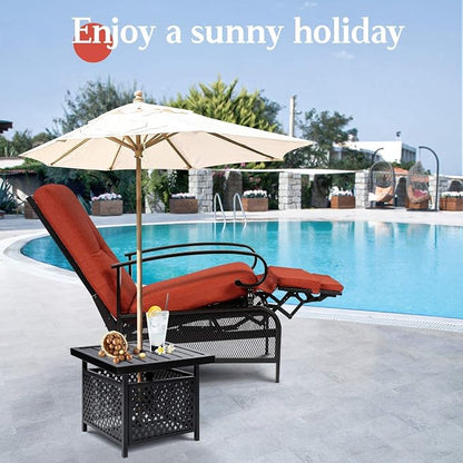 SUNCROWN Outdoor Recliner Chair Patio Adjustable Recliner Chair and Side Bistro - Image 2