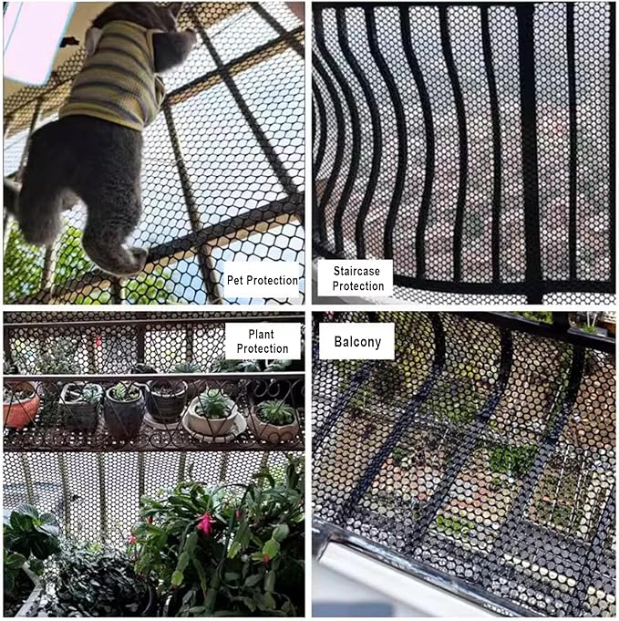 39.3″ x 32.8′ Chicken Mesh Fence Roll Versatile Plastic Fencing Netting Heavy Duty Balcony Protection Safety Mesh Easy Cut for Home Décor Gardening Poultry Barrier(Size:1x10M - Mesh 1.2cm,Color:Black)
