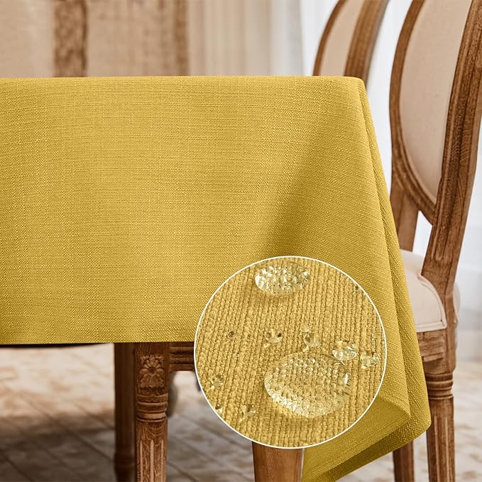 BALCONY & FALCON Rectangle Tablecloth Washable Wrinkle Resistant and Water Proof Table Cloth Decorative Linen Fabric Tablecloths for Dining Parties Kitchen Wedding and Outdoor Use (Yellow, 57x85)
