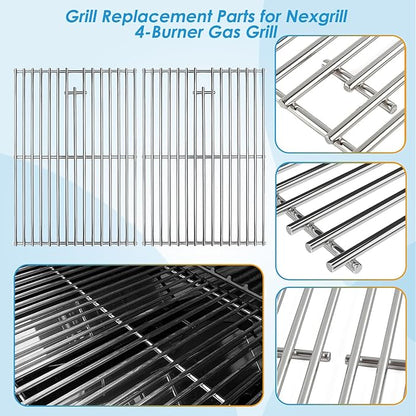 Replacement Parts for Nexgrill 4 Burner 720-0925P 720-0925 720-0925PG, Grill Grates Heat Shield and Burner Kit for Nexgrill Replacement Parts 4 Burner 720-0925P