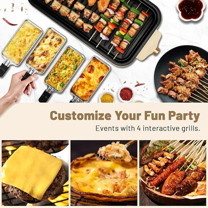 Pukomc Electric Indoor Grill,2 in 1 Indoor Grills for Kitchen with Grill Net & Non-Stick Cooking Removable Plate, Temperature Control, Dishwasher Safe, 1800W Large Smokeless Griddle