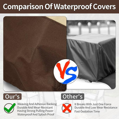 Round Patio Furniture Covers, 78" DIA x 28 H Waterproof Outdoor Furniture Cover for Patio Table & Chair Sets, 600D Heavy-duty UV-Resistant Fade-Proof Protection, Beige & Brown