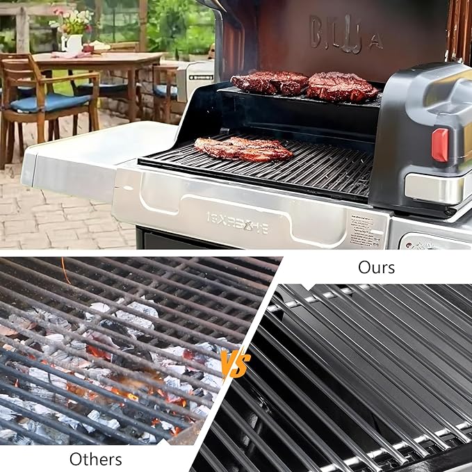 SUS304 9MM Stainless Steel Grill Grates for Ninja FlexFlame PG300 Series,XSKGRILLGRATE Upgrades Premium Grill Grates Durable,Easy to Clean,Heat Retaining,Upgrade for FlexFlame Grill Accessory,Set of 2