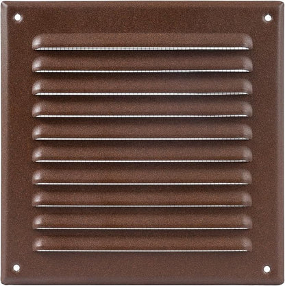 Square Ventilation Grille / 6" x 6" Inch Inside Measurement/Brown Metal Air Vent Louver - Inside/Outside use - / 7.7" x 7.7" Inch Outer Measurement