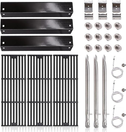 Criditpid Replacement Parts for Char Griller 5050, 5650, 3001, 5072, 3030,3008, 4000, 5252, King Griller 3008 5252, Grill Grates, Heat Plate, Burners and Ignitor for Chargriller Parts Replacement