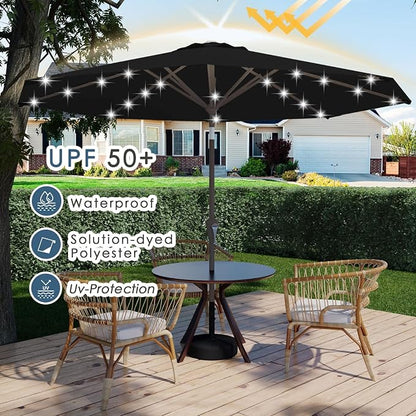 9FT Patio Umbrella with Solar Lights, Outdoor Market Umbrella with Tilt and - Image 5