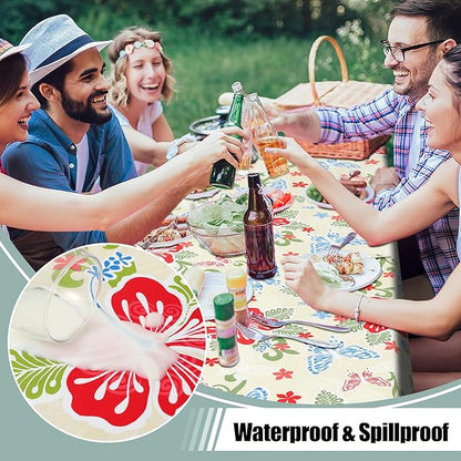 misaya Rectangle Waterproof Vinyl Table Cloth, Wipeable Tablecloth with Flannel Backing, Plastic Table Cover for Dinner, Picnic, Indoor and Outdoor (Butterfly, 54" x 78")