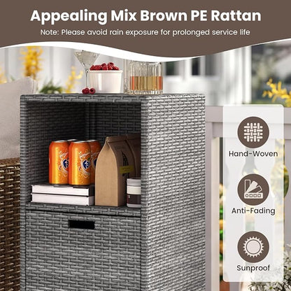 Tangkula Rattan Outdoor Storage Cabinet, Patiojoy Outdoor Wicker Cabinet - Image 3