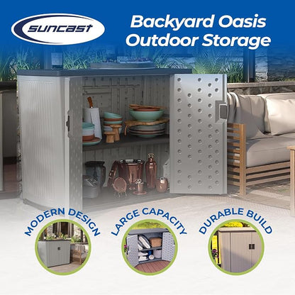 Suncast XL Outdoor Storage Cabinet, 130 Gal, Peppercorn Gray - Image 2