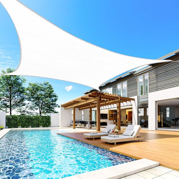 Quictent Sun Shade Sail for Patio w/Hardware Kit 185GSM 24x24ft White | Square - Image 7