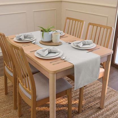 Encasa XO Table Runner 13"x59" Long | Cotton Canvas Fabric | Light Grey Solid Color | Machine Washable & Durable
