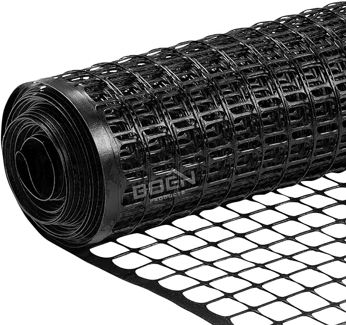 BOEN Garden Fence Temporary Barrier Outdoor Fence for Dog, Rabbit or Deer, Garden Netting Plastic Mesh Plant Protection (4' x 75', Black)