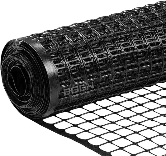 BOEN Garden Fence Temporary Barrier Outdoor Fence for Dog, Rabbit or Deer, Garden Netting Plastic Mesh Plant Protection (4' x 75', Black)