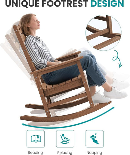 SERWALL Outdoor Rocking Chair Set of 6, Oversized HDPE Rocker, All Weather - Image 7
